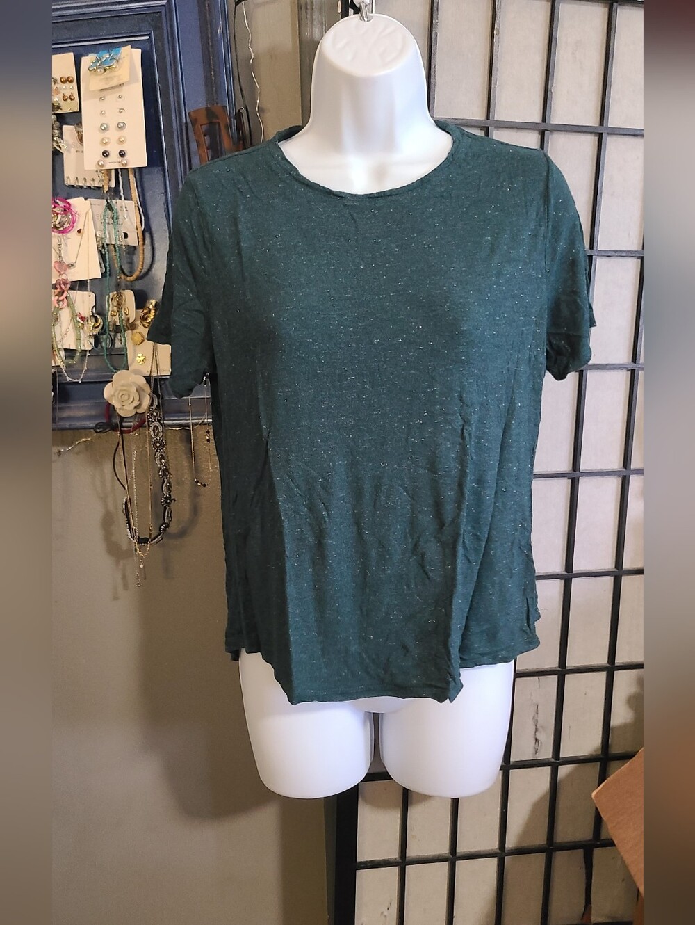 Old Navy Luxe Green Glitter Tee sz M